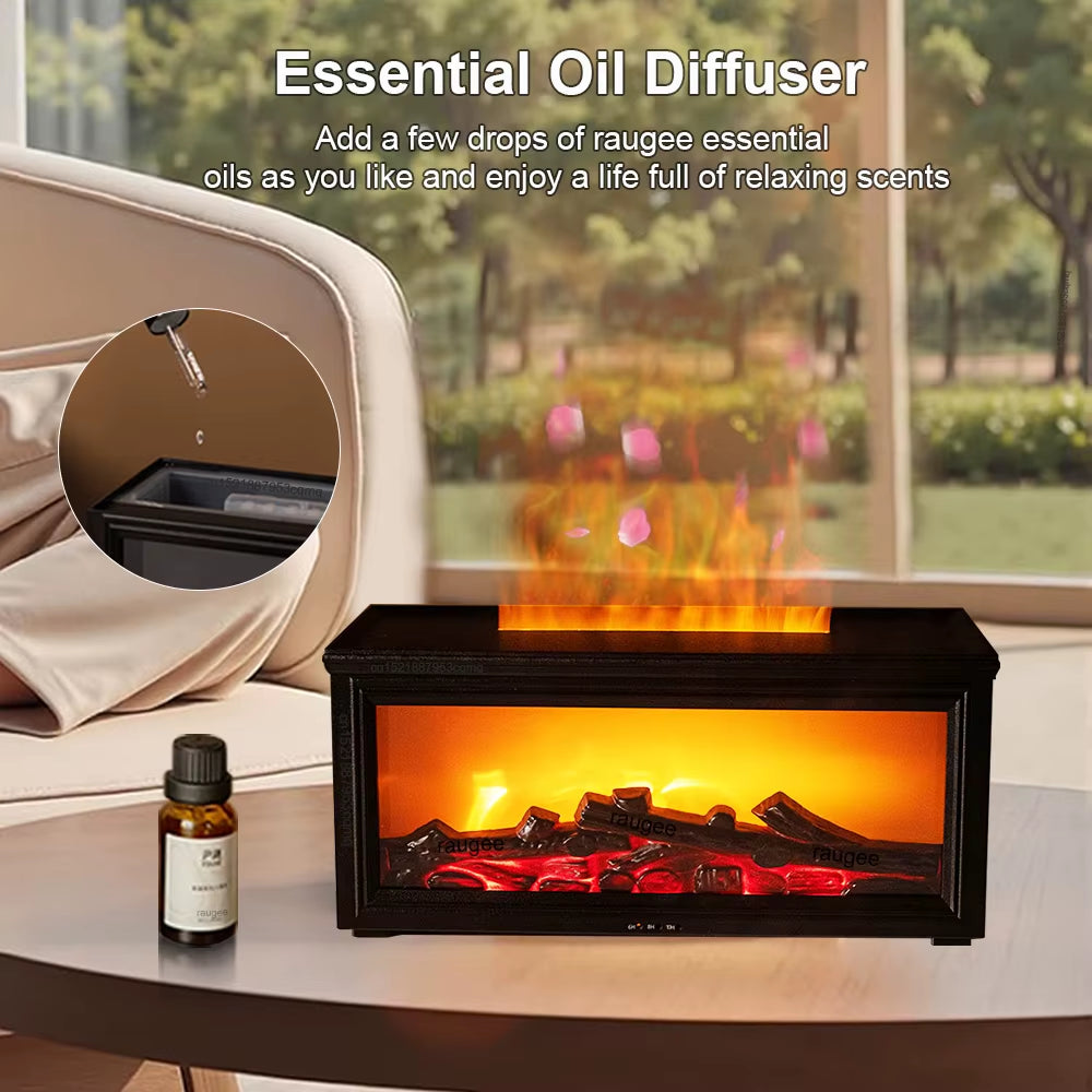 Aroma Air Humidifier Flame Fireplace Essential Oil Diffuser Desktop USB Cool Mist Maker Ultrasonic Aroma Diffuser with Remote