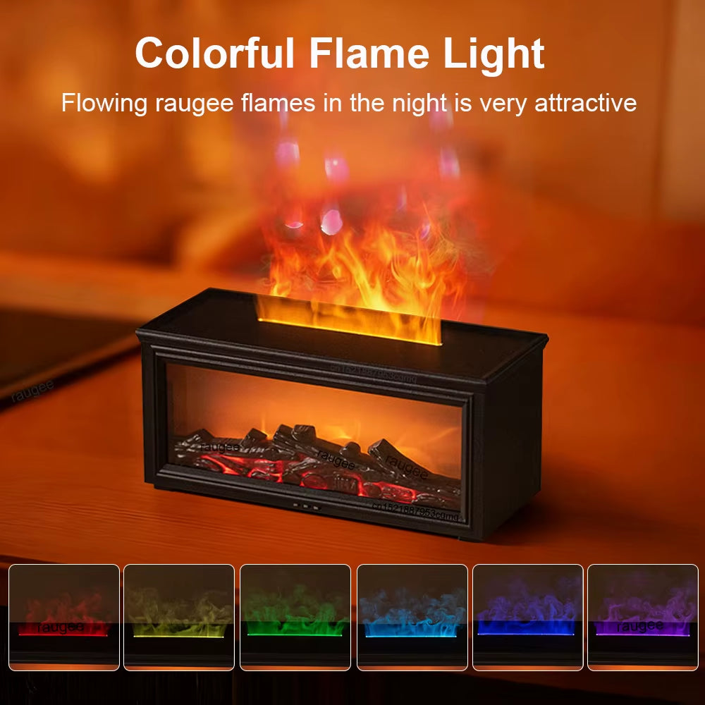 Aroma Air Humidifier Flame Fireplace Essential Oil Diffuser Desktop USB Cool Mist Maker Ultrasonic Aroma Diffuser with Remote