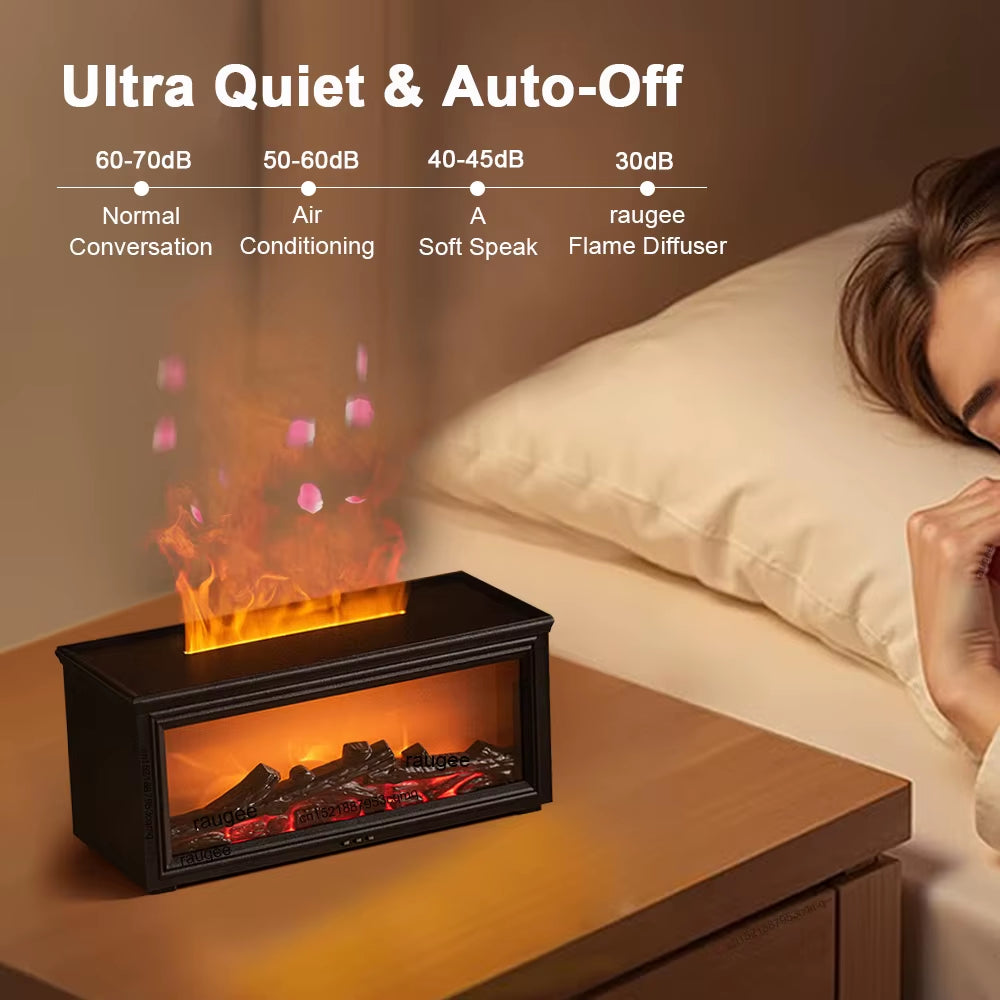 Aroma Air Humidifier Flame Fireplace Essential Oil Diffuser Desktop USB Cool Mist Maker Ultrasonic Aroma Diffuser with Remote